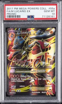 2017 POKEMON MEGA POWERS COLL PROMO #55A FULL ART/M LUCARIO EX PSA 10 - Image 1