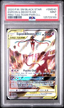 2020 POKEMON SM BLACK STAR PROMO TAG TEAM POWERS COLL ESPEON & DEOXYS GX PSA 9 - Image 1