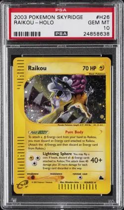 2003 POKEMON SKYRIDGE #H26 RAIKOU-HOLO PSA 10 - Image 1