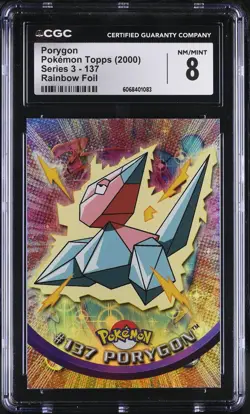 CGC 8 Porygon Topps 2000 Series 3 137 Rainbow Foil Pokemon Card - Image 1