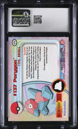 CGC 8 Porygon Topps 2000 Series 3 137 Rainbow Foil Pokemon Card - Image 2