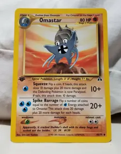 Omastar Pokemon TCG Neo Discovery 1st First Edition Uncommon Card #43/75 #43 - Image 1