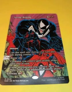 Savage Beating (Borderless) Marvel Spider-Man Magic The Gathering NM - Image 1