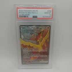 2025 POKEMON DRI EN-DESTINED RIVALS ULTRA RARE TEAM ROCKET'S MOLTRES EX PSA 10 - Image 1