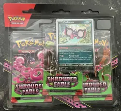 Pokemon Scarlet & Violet Shrouded Fable 3 Pack Blisters - Pecharunt promo - Image 1
