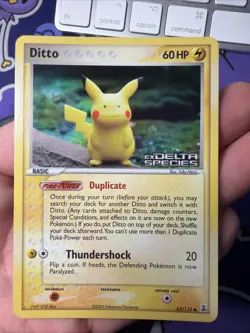 Pokemon TCG Ditto Card Pikachu 63/113 EX Delta Species Holo Stamped NM - Image 1