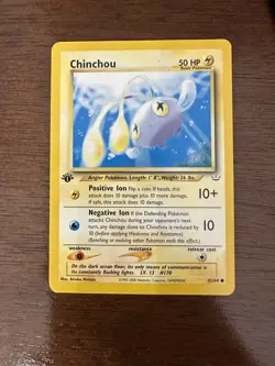2001 Neo Revelation Chinchou #42 1st Edition Non Holo Pokemon Card NM - Image 1