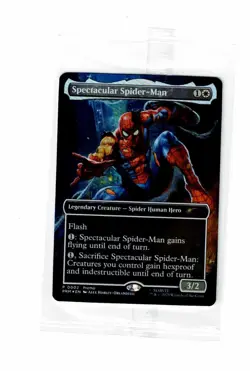 Marvel Legends Battle Damage Spectacular Spider-Man Magic Gathering Card MTG NEW - Image 1