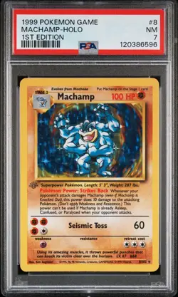 1999 Pokemon Game Machamp #8 1ST Edition PSA 7 Holo Vintage Base Set - Image 1