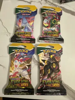 Pokemon TCG Evolving Skies BUNDLE! 2 ETB’s 3 Three Pack Boosters & 8 Booster PKS - Image 5