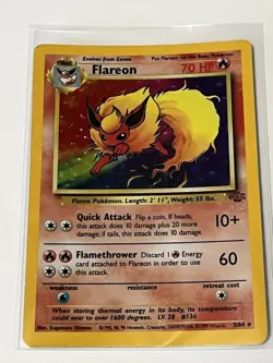 Pokemon TCG Flareon 3/64 Jungle Set Holo Rare WOTC 1999 Vintage Card - Image 3