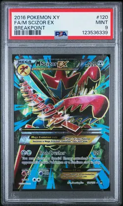 2016 POKEMON XY BREAKPOINT #120 FULL ART/M SCIZOR EX PSA 9 - Image 1