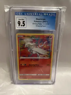 2021 Reshiram Shining Fates Amazing Rare 017/072 Pokemon Card CGC 9.5 Gem Mint - Image 1