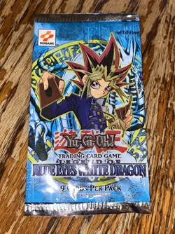 EMPTY Yugioh Booster Pack Wrapper - Legend Of Blue Eyes White Dragon 1st Edition - Image 1