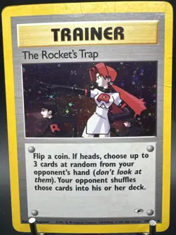 POKEMON TCG THE ROCKET'S TRAP 19/132 GYM HEROES HOLO SWIRL - Image 3