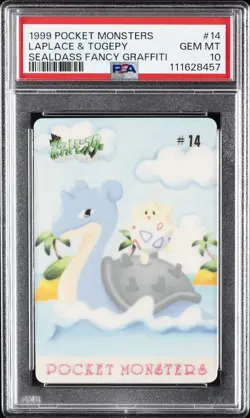 1999 POCKET MONSTERS SEALDASS FANCY GRAFFITI #14 LAPLACE & TOGEPY PSA 10 - Image 1