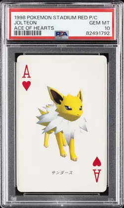 1998 POKEMON STADIUM RED VERSION PLAYING CARDS ACE OF HEARTS JOLTEON PSA 10 - Image 1