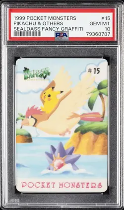 1999 POCKET MONSTERS SEALDASS FANCY GRAFFITI #15 PIKACHU & OTHERS PSA 10 - Image 1