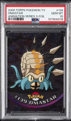 2000 TOPPS POKEMON TV ANIMATION SER 3 FOIL #139 OMASTAR PSA 10 - Image 1