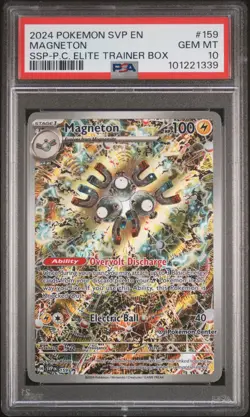 2024 POKEMON SURGING SPARKS POKEMON CENTER ETB PROMO SVP #159 MAGNETON PSA 10 - Image 1