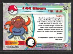 Gloom #44 Pokemon 1999 Topps TV Animation Edition Series 1 Blue Logo - Image 2