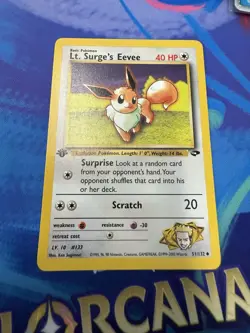 Pokemon TCG LT. Surge's Eevee 1st Edition 51/132 Gym Challenge Uncommon LP - Image 1