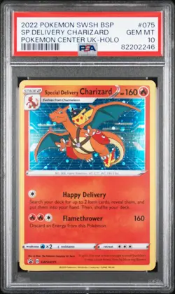 2022 POKEMON SWSH BLACK STAR PROMO #075 SPECIAL DELIVERY CHARIZARD-HOLO PSA 10 - Image 1