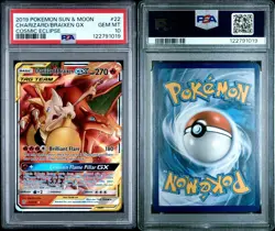 2019 POKEMON SUN & MOON COSMIC ECLIPSE #22 CHARIZARD & BRAIXEN GX PSA 10 - Image 3