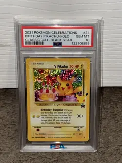 Pokemon Celebrations Birthday Pikachu Classic Holo Bleed Error PSA 10 GEM MINT - Image 1