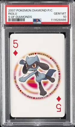 2007 POKEMON DIAMOND VERSION PLAYING CARDS 5 OF DIAMONDS RIOLU PSA 10 - Image 1