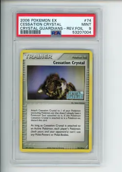 2006 Pokemon Crystal Guardians Cessation Crystal 74/100 Reverse Holo PSA 9 MINT - Image 1