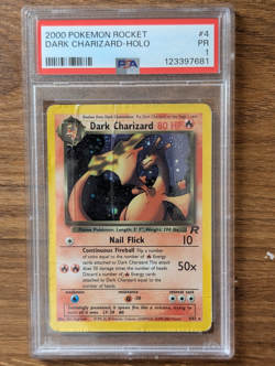 2000 Pokemon Team Rocket Unlimited PSA 1 Dark Charizard Holo #4 WOTC - Image 1