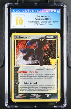 2021 Pokemon Celebrations Umbreon Gold Star #17 CGC 10 PRISTINE - Image 1