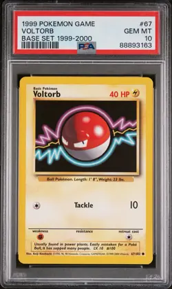 1999-2000 Pokemon Game Voltorb 067/102 Base Set PSA 10 Gem Mint - Image 1