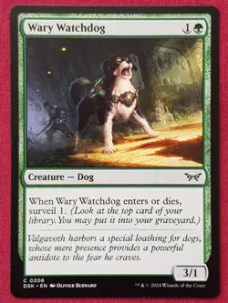 Magic The Gathering DUSKMOURN HOUSE OF HORROR WARY WATCHDOG green card MTG - Image 1