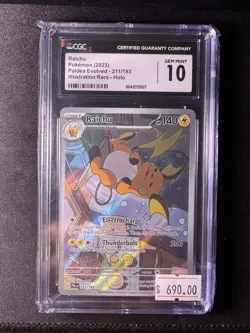Raichu 211/193 Paldea Evolved Illustration Rare Card NM CGC 10 - Image 1