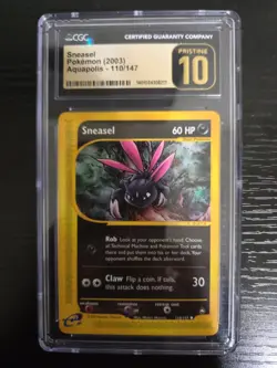CGC 10 Pristine Sneasel 110/147 Aquapolis 2003 Pokemon Card - Image 1