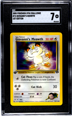 Giovanni's Meowth 1st Edition SGC 7 74/132 Gym Challenge 2000 Pokemon 7th Card😼 - Image 1