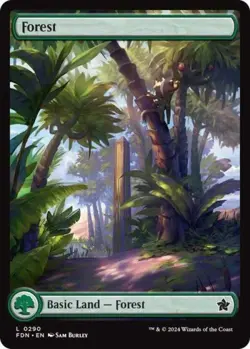 Forest (0290) -Foil Near Mint MTG Foundations - Image 1