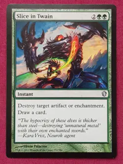 Magic The Gathering COMMANDER 2013 C13 SLICE IN TWAIN green card MTG - Image 1