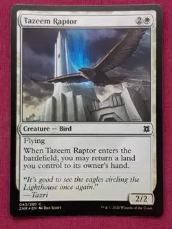 Magic The Gathering ZENDIKAR RISING FOIL TAZEEM RAPTOR white card MTG - Image 1