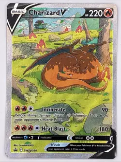 2022 Sword & Shield Black Star Promo Card Pokemon TCG Charizard V #SWSH260 LP !! - Image 1