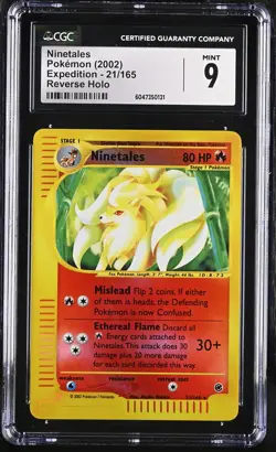 CGC 9 MINT Ninetales 2002 Expedition 21/165 Reverse Holo Pokemon Card - Image 1