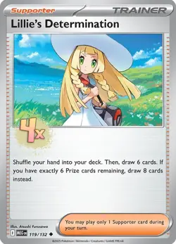 4x Lillie's Determination #119/132 - Mega Evolution Uncommon Pokemon Play Set-NM - Image 1