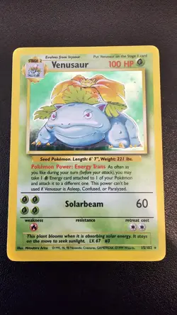 Venusaur Holo Rare 15/102 - Base Set Unlimited - Pokemon TCG 1999 WOTC - NM - Image 1