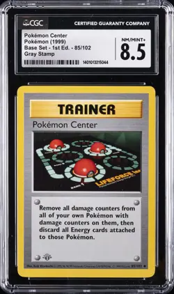 1999 POKEMON (1999) BASE SET - 1ST ED., GRAY STAMP POKEMON CENTER CGC 8.5 - Image 1