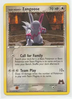 Team Magma's Zangoose #23 Rare Non Holo Pokemon 2004 NM-Mint or better - Image 1