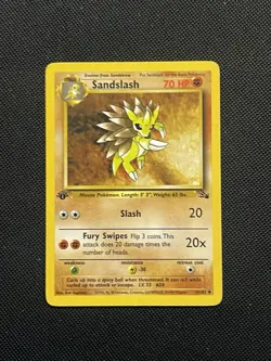 Sandslash 41/62 Uncommon 1st Edition Fossil Pokemon TCG WoTC Vintage LP - Image 1