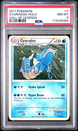 2011 POKEMON CALL OF LEGENDS GYARADOS #7 HOLO PSA 8 NM #113346369 - Image 1