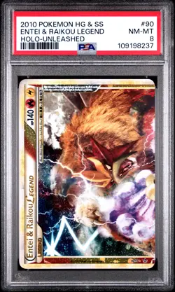 2010 POKEMON UNLEASHED ENTEI & RAIKOU LEGEND TOP #90 HOLO PSA 8 NM #109198243 - Image 1